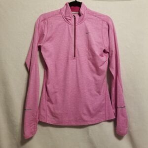 Nike Running S Top Pullover Pink Dri-FIT Element Thumb Holes Reflective Athletic